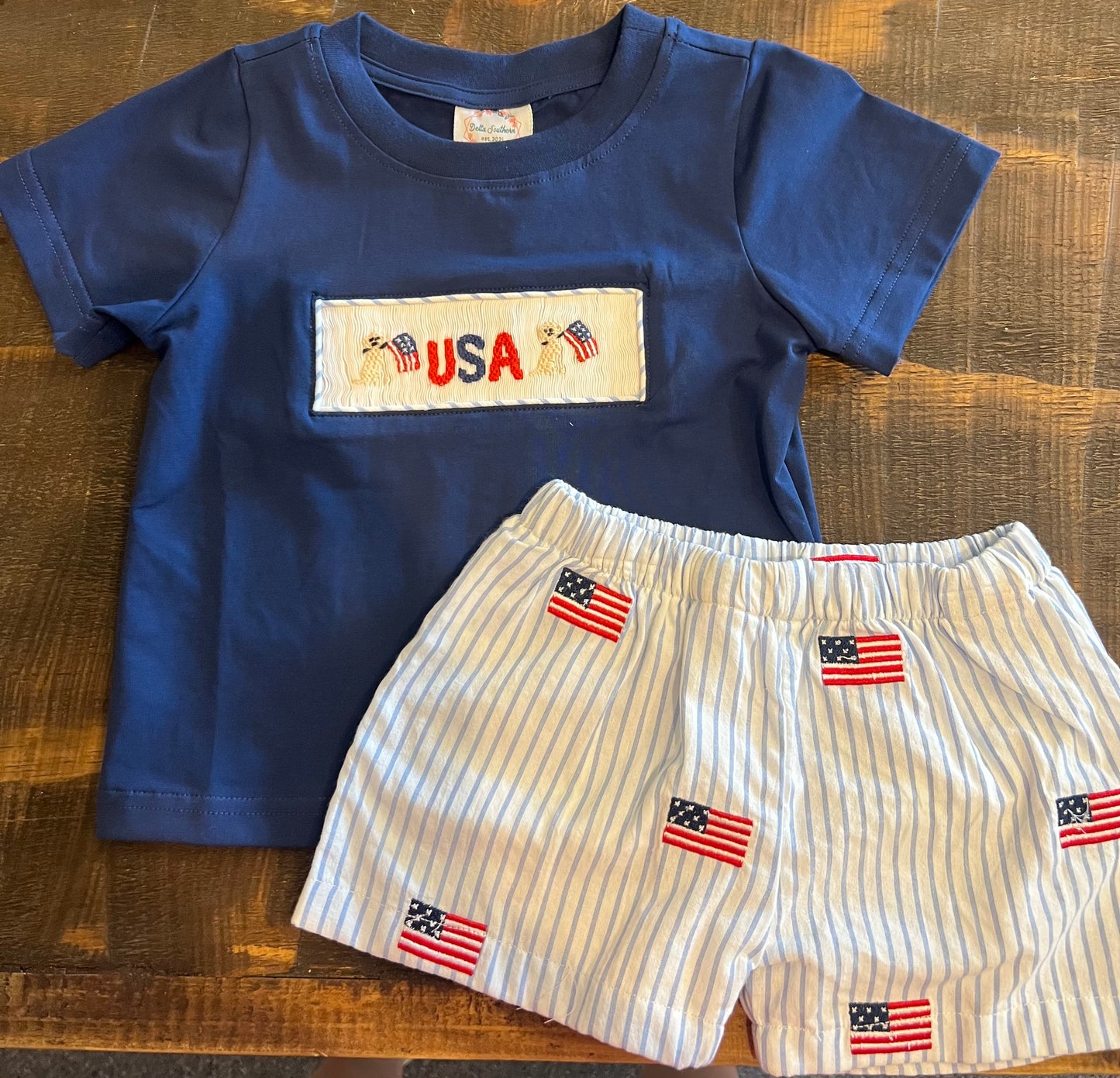 Smock USA Pups Boy Short Set