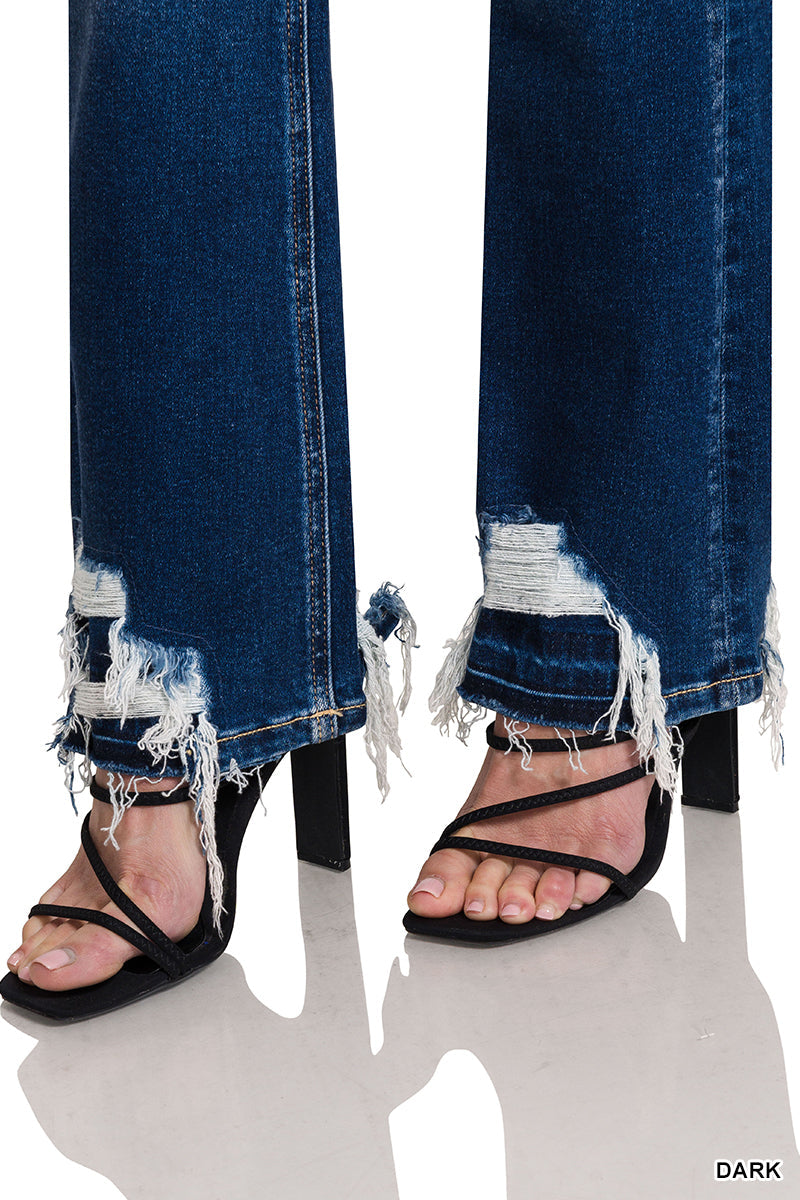 Feeling Empowered Denim Distressed Boot Cut Jeans