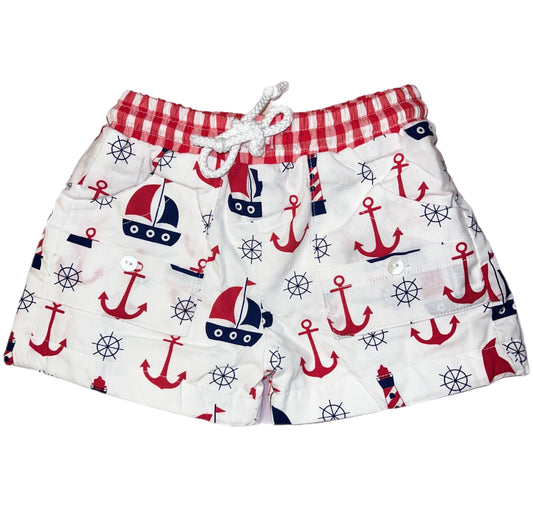 Boy Anchor & Sailboat Fully Lined Swim Trunks