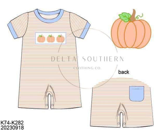 Pixie Pumpkin Smock Boy Romper PO extras ETA Sept